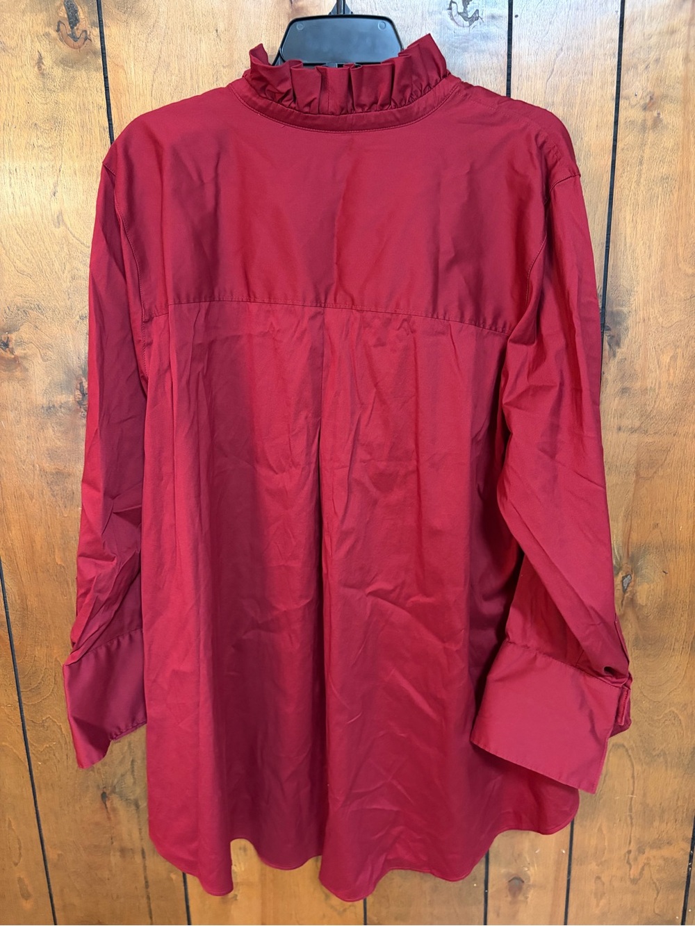 Chico's Red Ruffled V-Neck Tunic - Picture 7 of 7